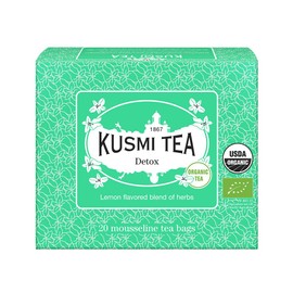 KUSMI TEA, Detox - Organic Blend of Green Tea, Mate & Lemon, 20 bags (40g)