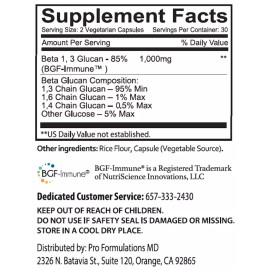 Pro Formulations MD Glucan Elite - 1,3D Beta Glucan 85% 60 caps (30 servings)