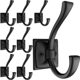 TOFIIGREM 8 Pack Antique Black Coat Hooks for Wall Hanging Hat, Key, Bag, Robe, Towel, Mudroom Entrance Bathroom Door Decorative Heavy Duty Hats Hook