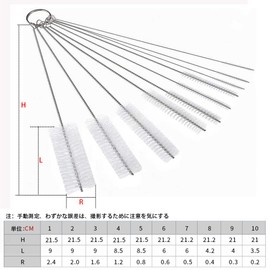 VIVIZHWH Cleaning Brush, Stainless Steel Wire, Cup Brush, Freely Bend, Crevice Brush, Baby Bottle Brush, Narrow Mouth Bottle Cleaning Brush, Nylon, Long Tube Brush, Kitchen Spout Washing Brush, Set of 10