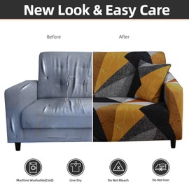 QUINTRA Printed Sofa Cover, Couch Slipcover, Elastic Stretch Chair/Loveseat/Couch, Cut Sofa Slipcover, Furniture Protector, Dog and Pet Cover Removable (F, B)