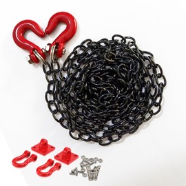 YijiaLink 1/10 RC Car Decoration Accessories Metal Trailer Chain and tow hook Compatible with 1/10 RC4WD D90 Axial SCX10 RC Rock Crawler (Black)