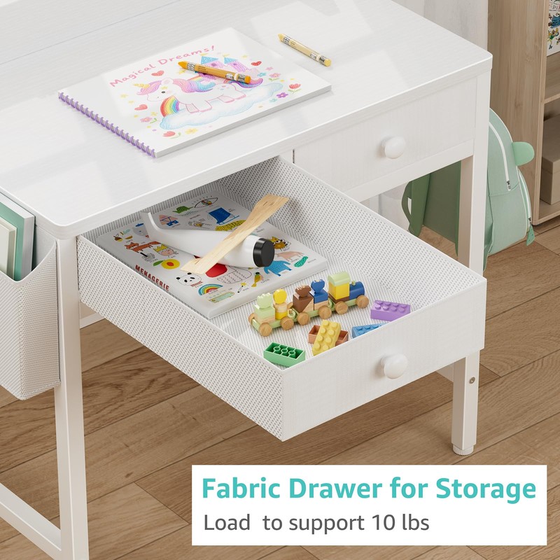 BOLUO White Kids Desk and Chair Set for 5-8 Year