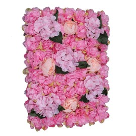 6 Pcs Artificial Flower Wall Panels 3D Flower Background Panel for Wall, 60x40cm Wedding Flower Decorations Wall Silk Rose Panels for Party, Nail, Photo Areas, Stage Background (Pink)