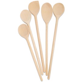 SOHFA Set of 5 Cooking Spoons Beech Wood Kitchen Utensil Set for Cooking Sustainable Made in Europe 25 - 32 cm Wooden Cooking Spoon Including Spoon with Tip and Extra Deep