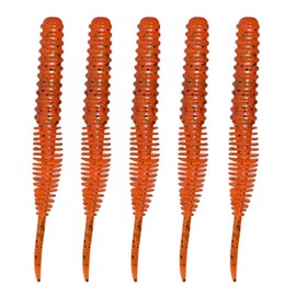 Soft Swimbait Plastic Fishing Lures 5PCS Tapeworm Fihsing Lure Worms Threaded Maggots Lures Segmented for Saltwater Freshwater Fishing, Red