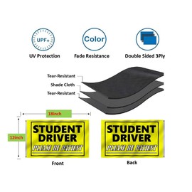 Student Driver Please Be Patient Flag 12x18 Inches - Funny Cool Meme Flags, Boat Heavy Duty 210D Nylon Embroidered Flags For Outdoor ATV, Car, Trucks, Golf Cart Flag, Mailbox and Independence Day With 2 Boat Flag Pole. (Yellow, 12x18inch)