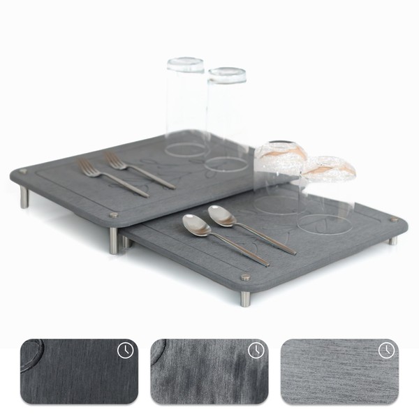 2 PCs Nesting Stone Dish Drying Mats for Kitchen Counter