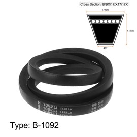 sourcing map 2pcs B-1092 V-Belts Drive Belt 1092mm(43") Inner Girth 17mm Top Width B Section Rubber for Power Transmission