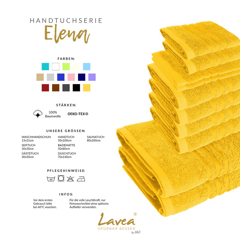 Lavea Hand Towels, Terry Series Elena, 50 x 100 cm,