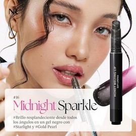 Nature Republic Brillo labial de fusión de miel y pulpa (16 chispas de medianoche), suave brillo hidratante, fórmula voluminizadora, tinte transparent