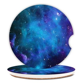 Car Coasters Pack of 2,Nebula Galaxy Ceramic Cup Holders Car Coasters,Keep Cup Holders Clean and Dry,Drink Cup Car Holder Coasters with A Finger Notch