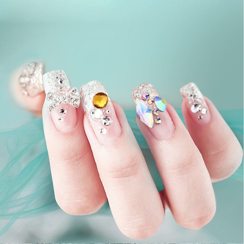 1728PCS Nail Art Rhinestone Light Green Glitter Diamend Gems 3D