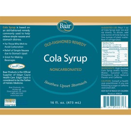 Baar Products - Cola Syrup - Soothes Stomach, Relieves Digestive Distress - Supports Kidney, Bladder - No Carbonation - 16 oz
