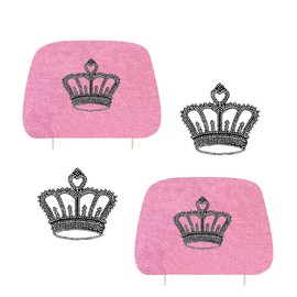Universal Fit Car Truck Crown Crystal Diamond Bling Rhinestone Studded Pink Seat Headrest Covers - Pair (Crown/Pink), (KAH-PINK)