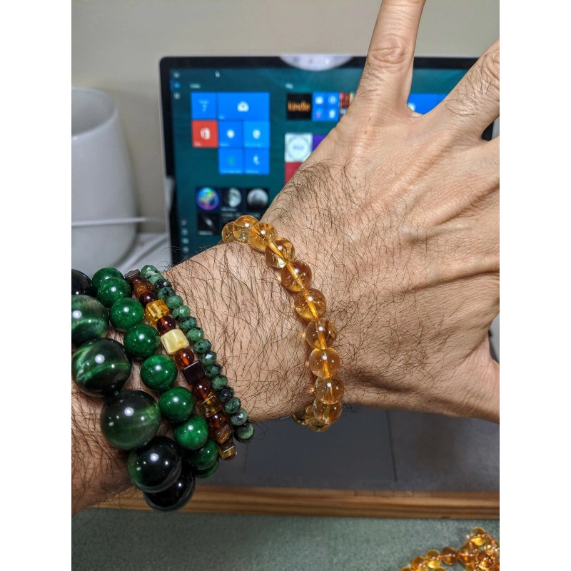 RAYON CITRINE bead bracelet for Men 10mm Stretch 2A+ 7,