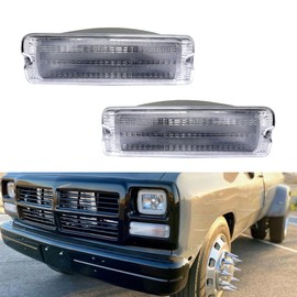 Tonsya For 1991 1992 1993 Dodge D150, D250, D350, W150, W250e, W350 Ramcharger,1991 Dodge D150S, W150S Front Parking turn signal lights housings Clear Lens #55026085, 55026084