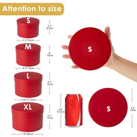 Oairse Round Gift Boxes with Lids Florist Hat Boxes for Arrangements Red Flower Box Set of 4 Nesting Gift Box with Lids for Flowers Arrangements Empty Bridesmaid Wedding Birthday Party Favor