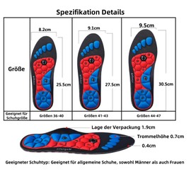Original Slimming Inserts With Magnetic Acupressure for Aching Feet Relief - Blue, for Men and Women (41-43, 1 Pair)