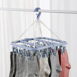 Ldirect 32 Clip Folding Clothes Hanger Multifunctional Windproof Hanger Socks Clip Clothes Airer