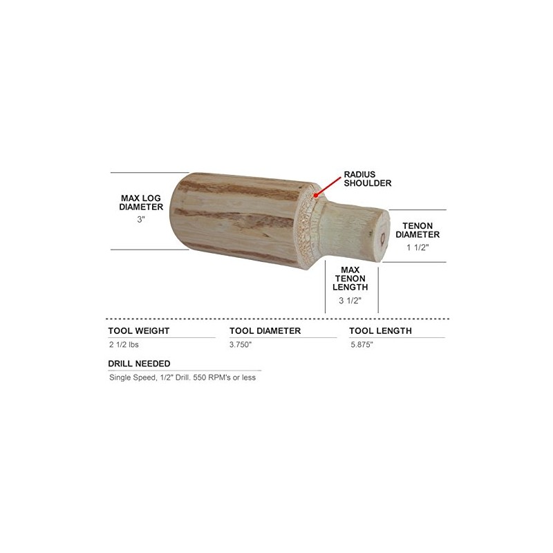 Lumberjack Tools Tenon Cutter Kit for Log Furniture, 1.5" Cutter