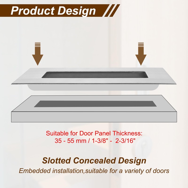 PATIKIL Recessed Finger Flush Pulls 6" 2 Pack Sliding Closet