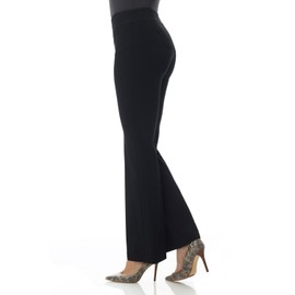 Rekucci -Women- Secret Figure Pull-On Knit Bootcut -Pant-s w/Tummy Control (Black, 18)