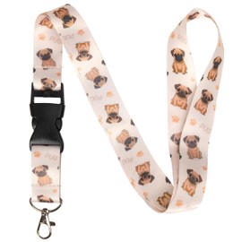 Smart School Educational Products Pug Lanyard - Vibrant Colors, Quick Release Buckle for Keys and ID Badges (Pug)