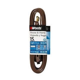 Woods Light Duty Indoor Extension Cord - Durable Vinyl Jacket with Safety Covers for Protected Power - 3 Outlet Cube Tap - 16 Gauge, SPT-2 - Brown - 15 Feet