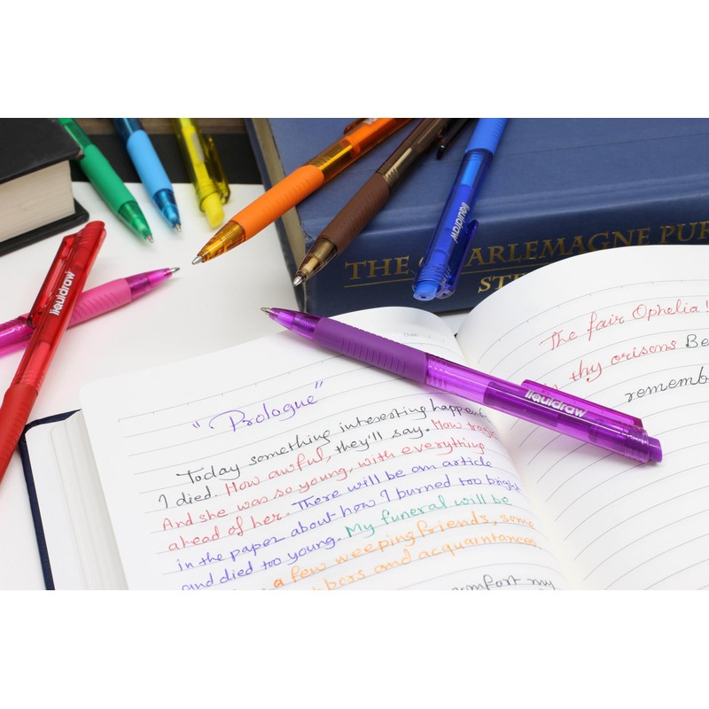 Liquidraw Retractable Ballpoint Pens Set Of 10 Assorted Colours Multicolour