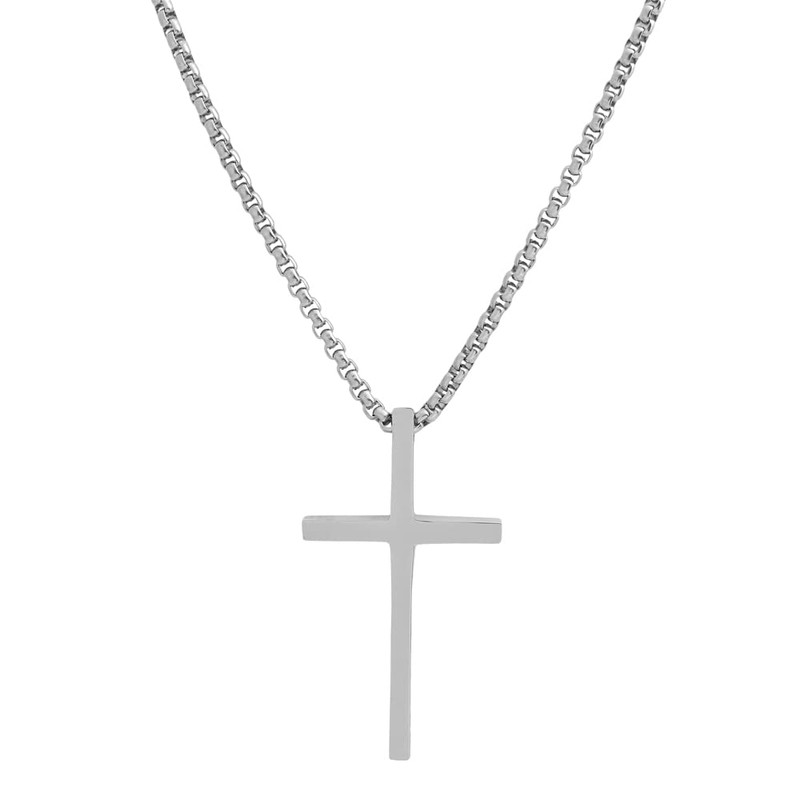 Edforce Stainless Steel Men's Plain Silver Gold Black Cross Pendant