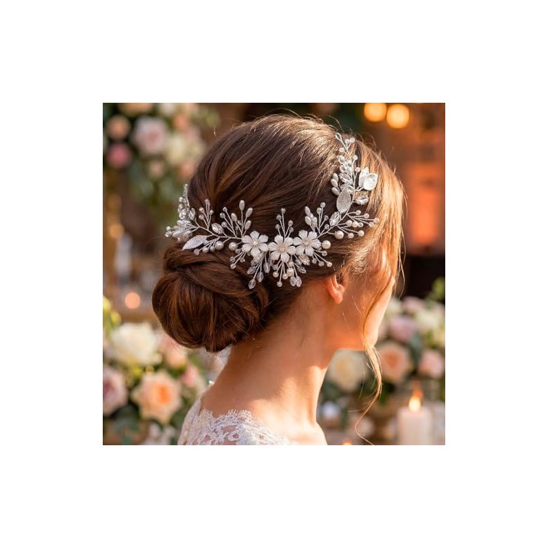 Unicra Flores de novia para el pelo de la boda