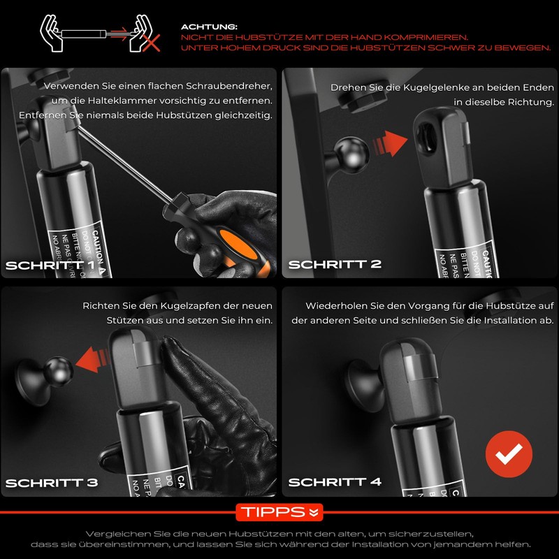 Gas Spring Damper Tailgate Left or Right Compatible with T-o-u-a-r-e-g