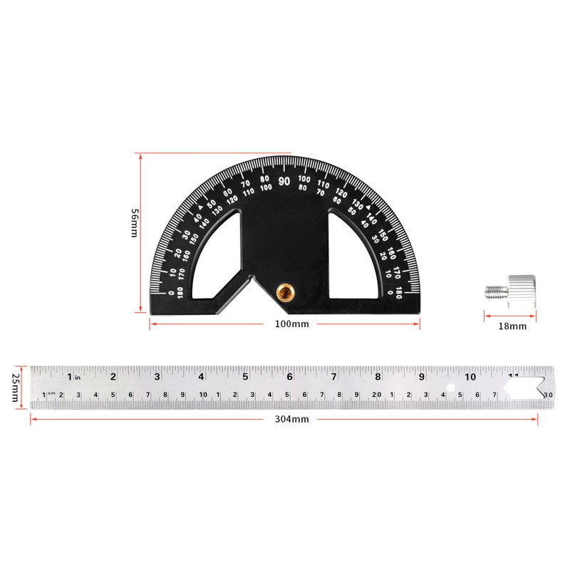 2in1 Multifunctional Magnetic Straight and Angle Measuring Ruler Woodworking Scribe