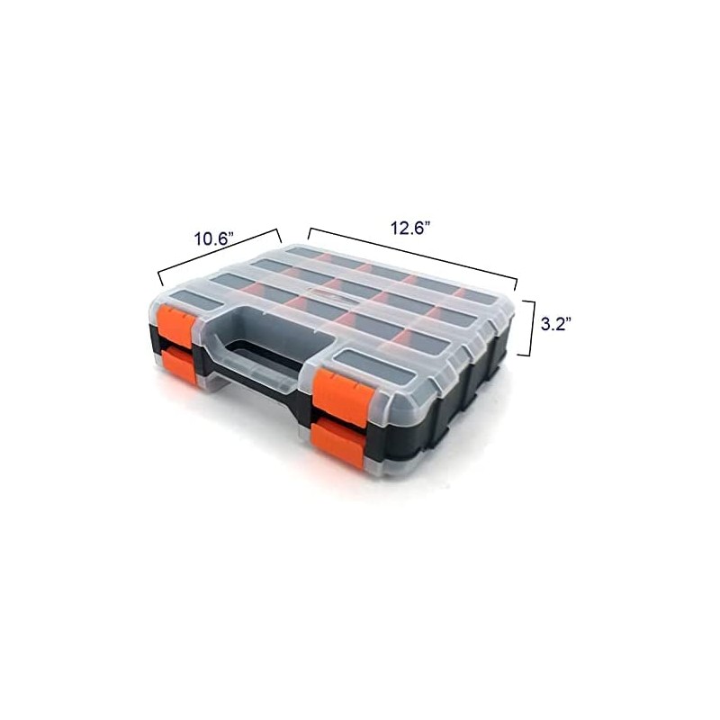 Double Side Tool Storage Box with Removable Plastic Partition, Hardware