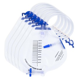 Ehoycq 5 Pack Sterile Urinary Drainage Bag,2000mL Overnight Bedside Disposable Urine Bags with Anti-Reflux Valve, 48" Tube Drainage