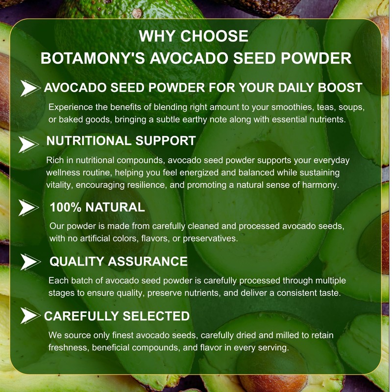 BOTAMONY Organic Avocado Seed Powder 7 oz, Pure Dehydrated Avocado