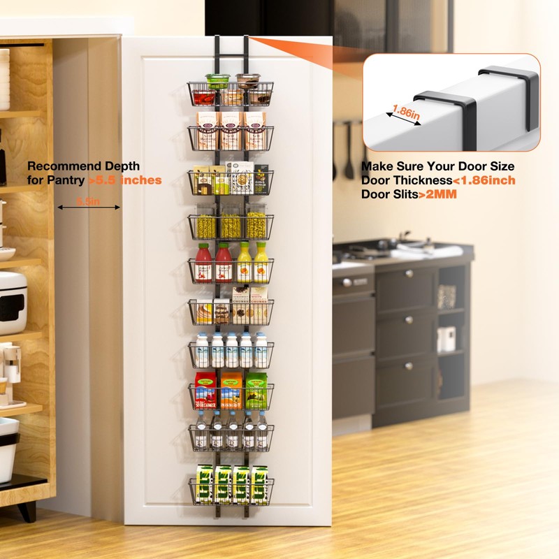 Hocookeper 10 Tier Over the Door Pantry Organizer, Over the