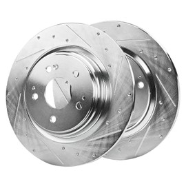 Detroit Axle - Rear Brake Rotors for Acura 2015-2020 TLX, Drilled and Slotted Disc Brake Rotors 2016 2017 2018 2019 Replacement : 12.20" inch Rear Rotors