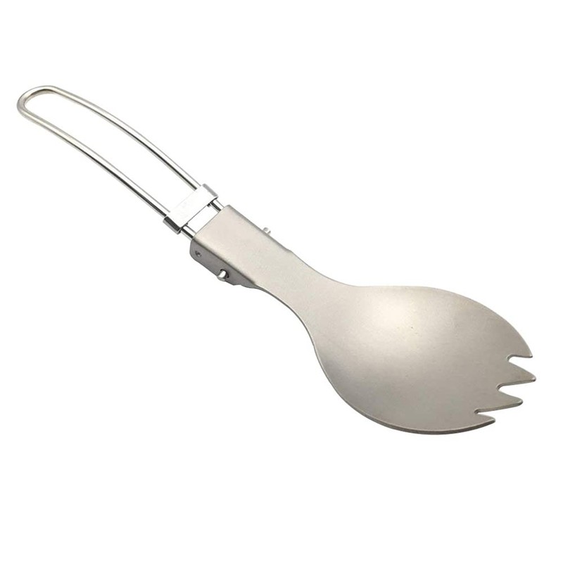 EUBEISAQI Folding Camping Spork,Lightweight Metal Portable Reusable Flatware Fork -