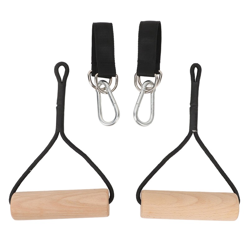 Wooden Gymnastic Rings Portable Pull Up Handles Arm Strength Trainer