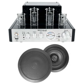 NA BluTube Tube Amplifier/Home Theater Receiver+(2) 8" Black Ceiling Speakers