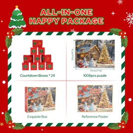 Advent Calendar 2025 Snowman Jigsaw Puzzle1008 Pieces for Adult Santa Claus Christmas Gifts Decoration