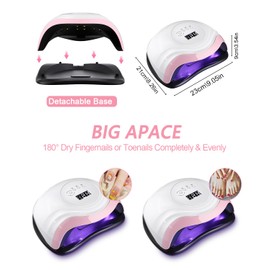 Aokyom 168 W Nail Dryer, UV LED Lamp for Gel Nails, Professional Nail Lamp with 6 Nail Stickers, 10/30/60/99s Timer, LCD Display and Smart Sensor for Fingers/Toenails and for All Gel Nail Polishes