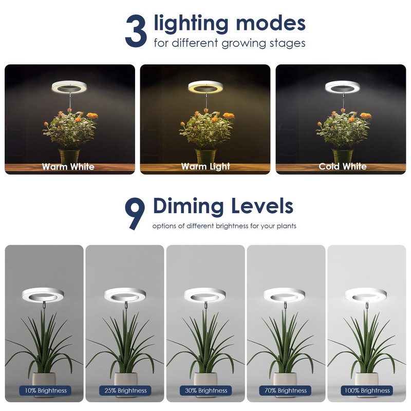 IMVSINCERE Full Spectrum Dimmable LED Grow Light - Adjustable Height