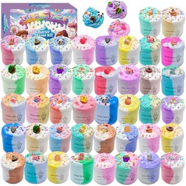 Butter Slime Kit with Multiple Colors, 42 Packed Slimes with 24 Decorative Toppings, Sprinkles, Craft Toy, Party Favors for Kids, Gift for Girl and Boys 6 7 8 9 10 11 12