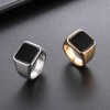 Confede Signet Ring Black Onyx Gold for Men Stainless Steel