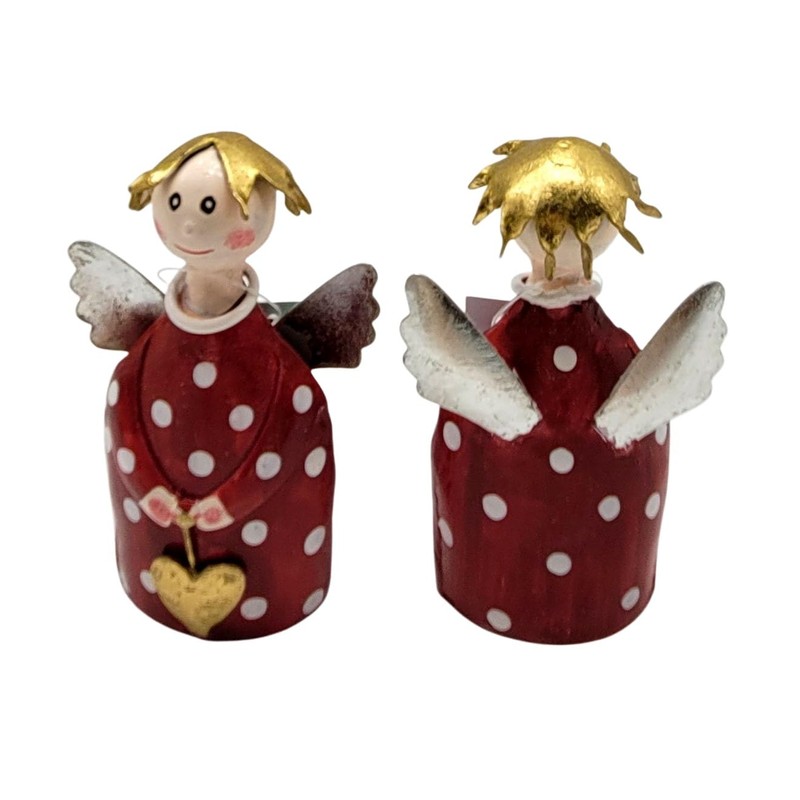 Pape Kunstgewerbe 2 cute guardian angels in red with heart
