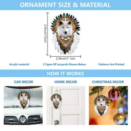 INFUNLY Tribal Wolf Charm Pendant Decoration Car Rear View Mirror Accessories 2D Flat Car Hanging Charm Interior Rearview Pendant Easter Gift Home Decor