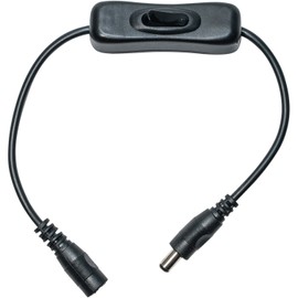 JacobsParts Manual Inline DC Power Switch Extension Cable Male to Female 5.5mm x 2.1mm Barrel for LED Strip Light and Other Low Voltage Applications